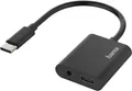 Produktbild: Hama 2in1 - USB-C zu Kopfhöreranschluss / Ladeadapter - 24 pin USB-C männlich zu mini-phone stereo 3,5 mm, 24 pin USB-C weiblich - Schwarz - USB-Stromversorgung (5A, 100 W) (00200319)