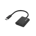 Produktbild: Hama USB C Adapter Stecker - USB C Buchse + 3,5mm Klinkenanschluss (100W, schmaler Stecker, Stereo-Qualität) schwarz