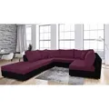 Produktbild: Wohnlandschaft Sofa ANDRO mit Schlaffunktion und Hocker Schwarz-Violett - Schwarz/Violett