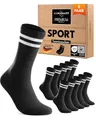 Produktbild: Socken Herren Damen Sportsocken Schwarz 39-42 Tennissocken Gepolstert Atmungsaktive Baumwolle 5 Paar Retro Crew-Socken