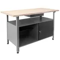 Produktbild: GERMANIA Werkbank mit Schublade & abschließbarer Tür - 120 x 60 x 85 cm - bis 400 kg belastbar - Werktisch mit Holz-Arbeitsplatte & offener Ablage