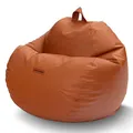 Produktbild: Green Bean Sitzsack aus Kunstleder mit EPS Perlen Füllung - 90 x 70 cm - Bean Bag Sitzkissen Sitzpuff Sitzsessel Bodenkissen Lounge - Cognac