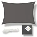 Produktbild: hanSe Sonnensegel rechteckig, Segeltuch Rechteck, 2x4m in Graphit, aus HDPE Gewebe, wetterbeständig, mit UV Schutz und Sonnenschutz, für Garten, Balkon und Terrasse