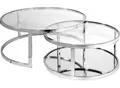 Produktbild: Couchtisch LEONIQUE, silber (chrom silber, glas), B:90cm H:35cm T:90cm, Tische, Couchtisch, 2 rund, Glas, Chromgestell, Sicherheitsglas, 90x35, 70x30