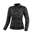Produktbild: SHIMA RENEGADE LADY 2 Motorrad Hemd Damen - Verschleißfest Baumwolle Karierte Motorradjacke Damen mit CE Protektoren, FiberQL - Aramid und Kühlungsschicht, Reißverschluss (Schwarz, XS)