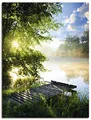 Produktbild: ARTLAND Wanddeko Leinwand Bilder Wandbild 60x80 cm Natur Landschaft Wald Baum See Steg Sommer Sonne Gräser T0WD