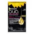 Produktbild: Garnier Olia Dauerhafte Haarfarbe 1.10 Blauschwarz, ohne Ammoniak, permanente Coloration, bis zu 100% Grauabdeckung, langanhaltende Farbe bis zu 8 Wochen, intensiver Glanz & Pflege, 1Stk.