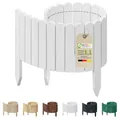 Produktbild: Floranica Rollborder Flexibler Holzzaun 100 x 30 cm Weiß Beeteinfassung Deko für Gartenzaun Rasenkante Umzäunung Gartenzaun für Rasenflächen Hochbeete für Garten