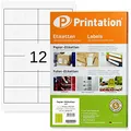 Produktbild: Printation Adressetiketten Selbstklebend 97 x 42,3 mm, 1200 Etiketten zum Bedrucken, 12 Stück pro Blatt, 100 Blatt A4 Blanko Papier Klebeetiketten Aufkleber, Weiß, Bedruckbar, Internetmarke 4623 5056