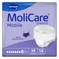 Produktbild: MoliCare premium Mobile 8 Tropfen Größe M, Inkontinenzhosen für Frauen und Männer mit schwerer Inkontinenz, extra Auslaufschutz, fortschrittlicher Hautschutz, verbesserte Passform, 14 Stück