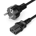 Produktbild: deleyCON 1m Kaltgerätekabel Netzkabel Stromkabel Kaltgeräte Strom Kabel Schutzkontakt Stecker Typ F (CEE 7/7) auf Kaltgerätekupplung C13 Buchse PC Computer Monitor Drucker Beamer - Schwarz