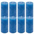 Produktbild: Rustik-Kerze Höhe 10 cm Ø 5 cm lange Brenndauer Rund-Kerze Säulenkerzen Kerzen-Deko Tafelkerzen Weihnachts-Kerzen Hochzeits-Deko (blau, 8)