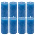 Produktbild: 8er Set Rustik-Kerze blau Höhe 10 cm Ø 5 cm lange Brenndauer Rund-Kerze Deko