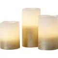 Produktbild: lights4fun LED-Kerze Echtwachs gold, 10-15 x 7,5 cm (HxØ), mit Timer, 3er Set, 3 Stück
