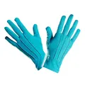 Produktbild: NET TOYS Fingerhandschuhe Kurze Handschuhe türkis mit Biesen Kostüm Zubehör Damenhandschuhe Kostüm Zubehör Clownhandschuhe Damen Handschuhe