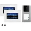 Produktbild: Video Türsprechanlage mit Smartphone App für 2 Familienhaus, Aufputz, 2x Monitore, Balter EVO WLAN
