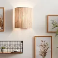 Produktbild: Lightbox Wandstrahler im Nature Stil - 26 x 23 cm - dekorativer Wandspot mit Seegras Schirm - dimmbar nur mit externen Dimmer - für das Wohnzimmer - E27 Fassung - aus Metall/Seegras in Beige