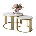 Produktbild: Lookway Couchtisch Lori 2in1 LEVANTO Gold rund mit Marmor-Dekor