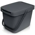 Produktbild: YourCasa Biomülleimer Küche - 6L Komposteimer Küche für alltäglichen Biomüll Behälter - Mit Deckel und Wandaufhängung - Bio Mülleimer klein - Bio Eimer (Anthrazit)