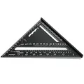Produktbild: Fousenuk 180MM Zimmermannswinkel Schwarz, Metrisches Dreieckslineal aus Aluminiumlegierung, 90 Grad Dreieck Winkelmesser, Hohe Präzision Schreinerwinkel für Zimmermann, Dachdecker, Ingenieur