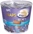 Produktbild: (25,84€/1kg) Milka Naps Alpenmilch -  Mini Schokolade Täfelchen - 1000g Dose
