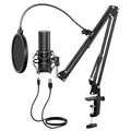 Produktbild: USB Gaming Mikrofon PC, TONOR Podcast Kondensator Microphone Kit Nierencharakteristik mit Arm Ständer Popschutz, Brodcasting Mic Studio Mikro, Mikrophon für Streaming Aufnahme YouTube Twitch PS4/5, Q9