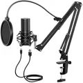 Produktbild: TONOR Q9 USB Podcast Mikrofon Gaming Studio Streaming Mikrofon Set mit Arm