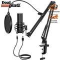 Produktbild: USB Podcast Mikrofon Kit mit Arm, 200 cm Kabel für PS4/5, Twitch