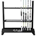 Produktbild: FISHN® Rutenhalter für 24 Angelruten aus hochwertigem Aluminium, Rutenhalter, Angelrutenhalter – 72 x 70 x 30 cm (schwarz)