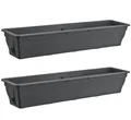 Produktbild: BURI Blumenkasten 2x Balkonkasten 100cm Wasserspeicher Pflanzkasten Entwässerung grau