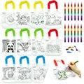 Produktbild: HahaMagic 12 Stofftaschen zum bemalen mit 12 Wachsmalstifte (7-in-1), ideal für Taschen bemalen Kindergeburtstag, Mitbringsel Kindergeburtstag, und Kunst-Partygeschenke für Kinder-Klassenzimmer