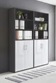 Produktbild: Aktenschrank in Anthrazit Weiß Hochglanz Office Edition abschließbar als Einzelschrank oder Schrankwand Verschiedene Ausführungen (Set11)