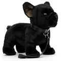 Produktbild: Uni-Toys Kuscheltier Französische Bulldogge (schwarz) - Mit/Ohne Leine - 26 cm - Plüschtier, Uni-Toys Eco-Line - zu 100 % aus recyceltem Plüsch gefertigt Mit Leine