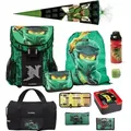 Produktbild: Lego Ninjago Schulranzen Set EASY GOLDEN POWER 10-teilig mit Sporttasche und Ninja Schultüte 85cm (2024) - Grün