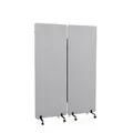 Produktbild: hjh OFFICE Mobile Akustik Trennwand 2er Set 177 x 60 cm FLEXMIUT Stoff Hellgrau Raumteiler mit Rollen & Gleiter 891001