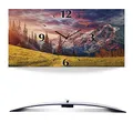 Produktbild: ARTLAND Wanddeko Wanduhr ohne Tickgeräusche Alu Quarzuhr lautlos 50x25 cm Rechteckig Landschaft Sonnenuntergang Berge Alpen Natur Wald Gebirge U1RI
