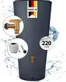 Produktbild: 4rain VASO 2in1 Regentonnen Komplett-Set 220 Liter graphite grey inkl. Kunststoff-Auslaufhahn und Fallrohranschluss