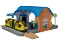 Produktbild: Playtive Holzeisenbahn Erweiterungsset Kinderspiel Spielzeug Bahnhof 8 teilig