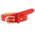Produktbild: MIRROSI Ledergürtel Damen Herren Gürtel, Made in Italy, 3cm breit (Rot (Goldene Schnalle), 90cm)