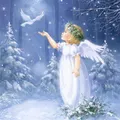 Produktbild: 20 Servietten  Angel with Dove Winter Wald Engel Weihnachten Tischdeko 33x33cm