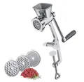 Produktbild: Küchenprofi SOLIDO Edelstahl Fleischwolf 2.0 manuell, inkl 3 Lochscheiben, Spritzgebäckvorsatz und 3 Wurstfüllaufsätze, mit extra großer Tischklemme 12 x 10 x 40 cm