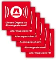 Produktbild: LYSCO Aufkleber Folienaufkleber Alarm rot, weiß oder hinter Glas Größe 5 x 5 cm, (langanhaltend, einfach ablösbar, 12tlg), Beschriftung: Dieses Objekt ist ALARMGESICHERT!