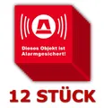 Produktbild: 12 X Aufkleber Alarmgesichert Alarmaufkleber Alarm Videoüberwacht rot 5 x 5 cm