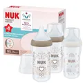 Produktbild: NUK Perfect Match Babyflaschenset | Ab 3 Monate | Passt sich dem Baby an | Temperature Control | Anti-Colic | 260 ml | BPA-frei | Silikontrinksauger, Medium | Regenbogen und Herz | 3 Stück