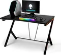 Produktbild: COSTWAY Gaming Tisch, Schreibtisch mit Kohlefaserbeschichtung, Ergonomischer PC Tisch, Gamer Computertisch für Gaming, Arbeiten und Studieren, Schwarz