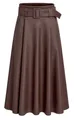 Produktbild: Mississhop 401 Damen A-Linien Rock mit Gürtel – Kunstleder Schokoraun
