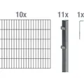 Produktbild: Alberts Doppelstabmatten Zaun, Höhe 120 cm, Länge 20 m, Zaun-Komplettset zum Einbetonieren, anthrazit, Pfosten 60x40 mm - Dunkelgrau