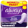Produktbild: Always Discreet Inkontinenz-Einlagen Ultimate Nacht Monatspaket bei Blasenschwäche, 48 Einlagen