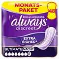 Produktbild: Always Discreet Inkontinenzeinlagen für Frauen Ultimate Nacht 48 Stück Extra Sicher und Diskret