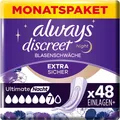 Produktbild: Always Discreet Inkontinenzeinlagen Plus Ultimate Nacht 48 Binden 4 x 12 Stück